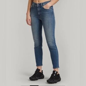 Acne Studios Melk High Rise Slim Tapered Fit Jeans SZ 26 Mid Blue